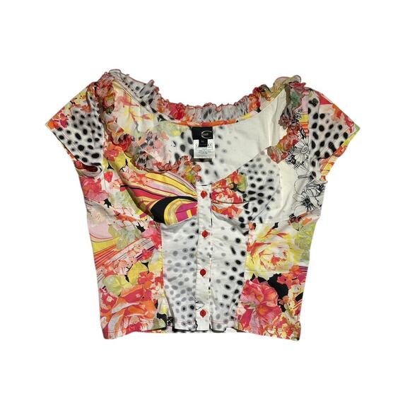 2004 graphic floral set top + skirt - Picture 2 of 5